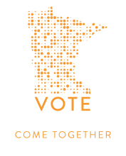 Minnesota created with dots, text: Vote - Come Together